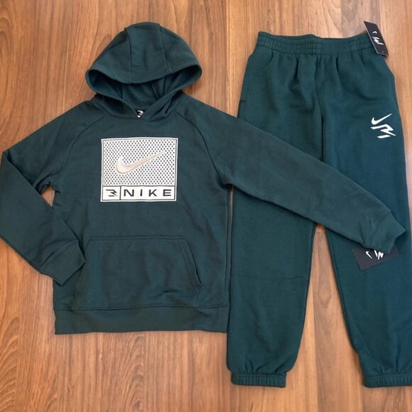 Nike Youth Set Boy's Hoodie PANTS Tracksuit 2pc Green Size M (10/12) New - Picture 4 of 4